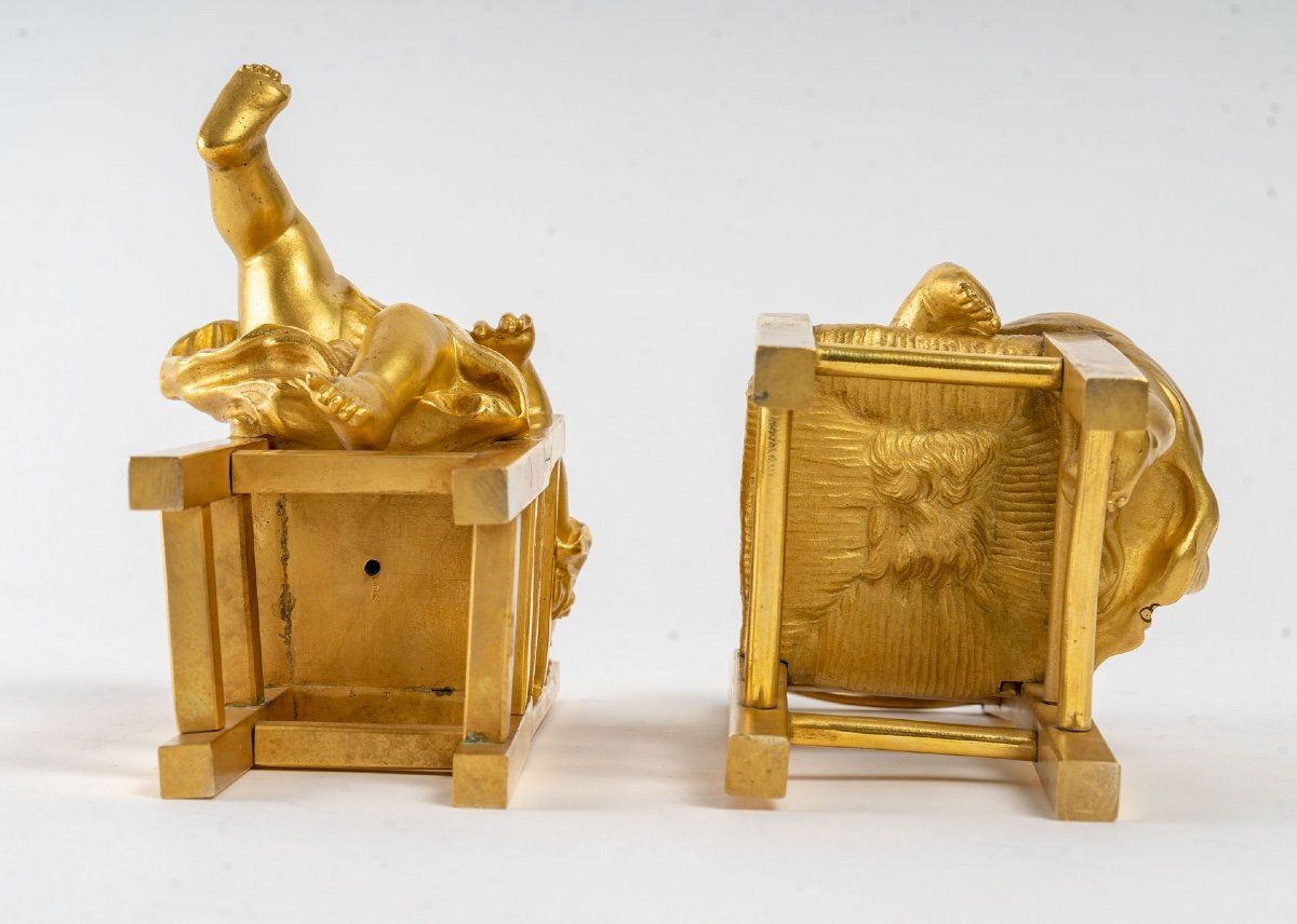 Paire de sculptures en bronze doré XIXe siècle — 13
