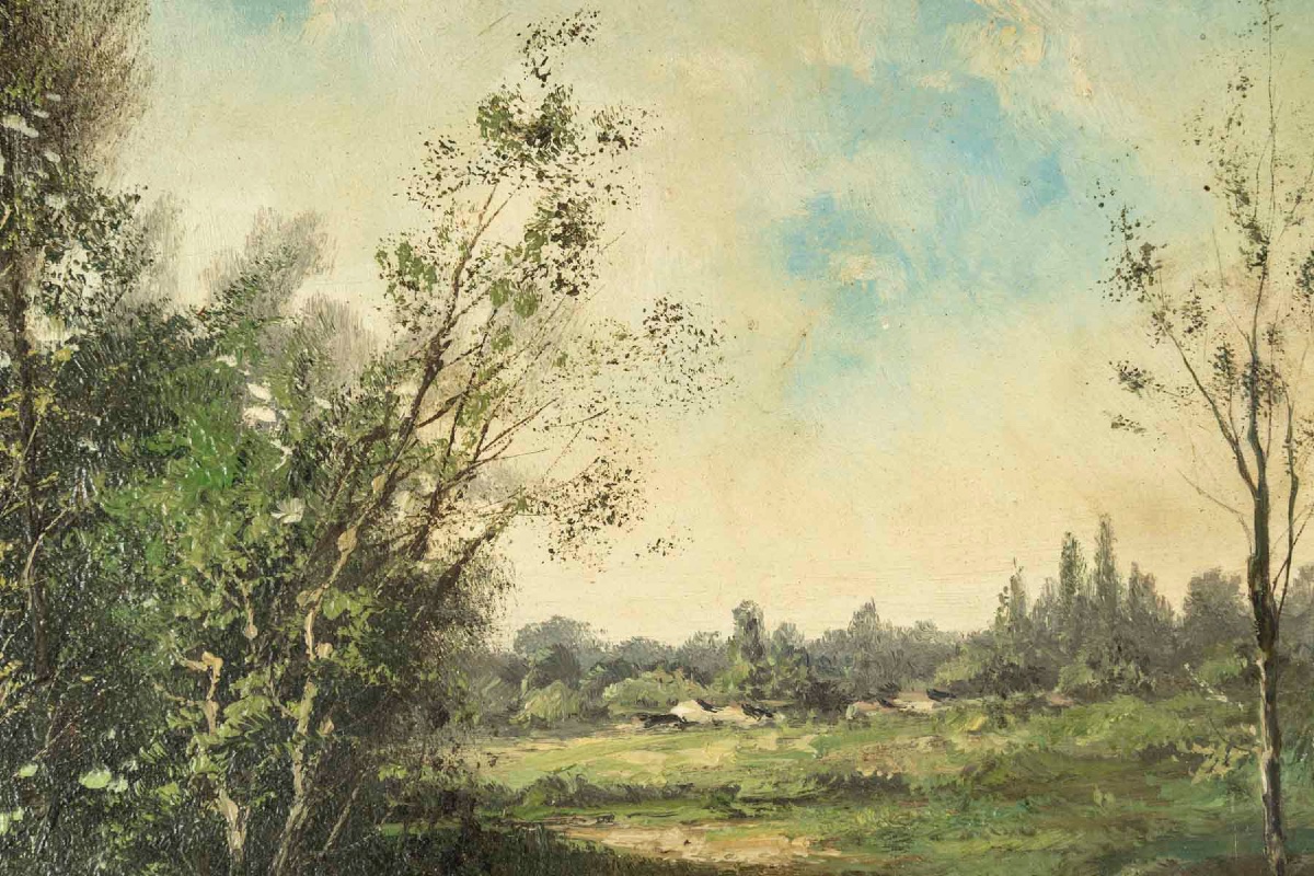 Paire de tableaux HENRY CH. paysages de rivière animé, fin du XIXe siècle — 8