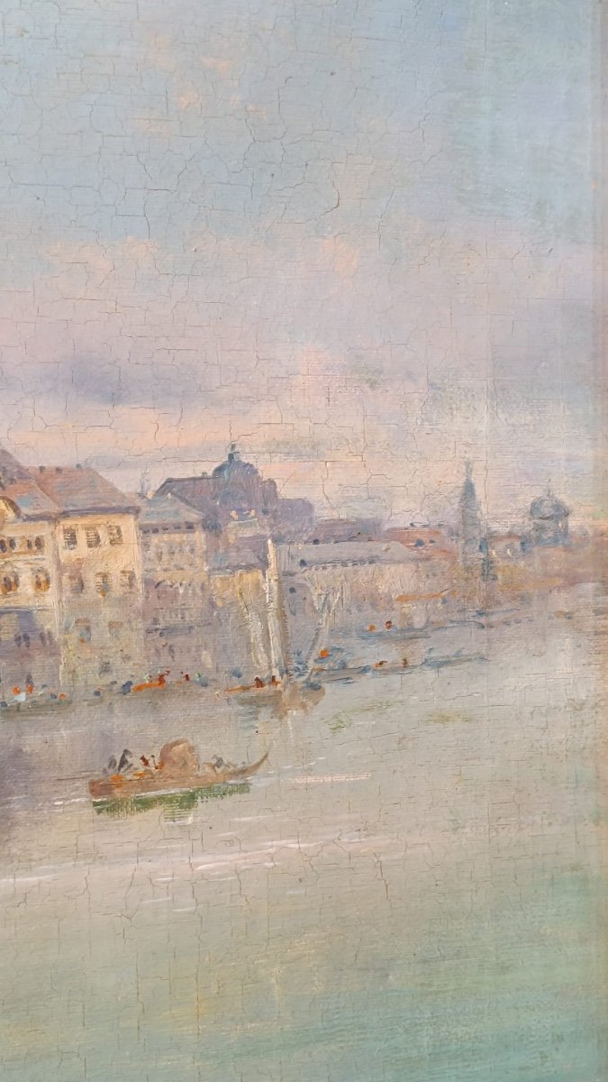 Tableau Vue de Venise huile sur toile fin du XIXe siècle — 13