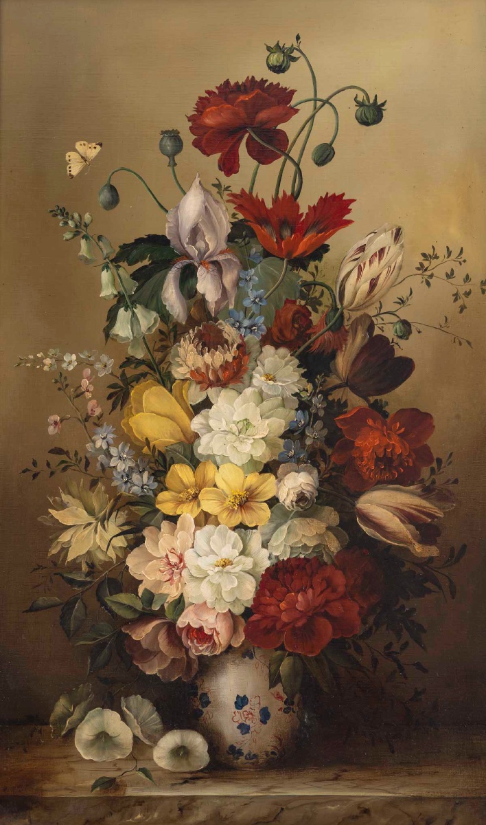 Une huile sur toile composition florale, fin du XIXe siècle — 3