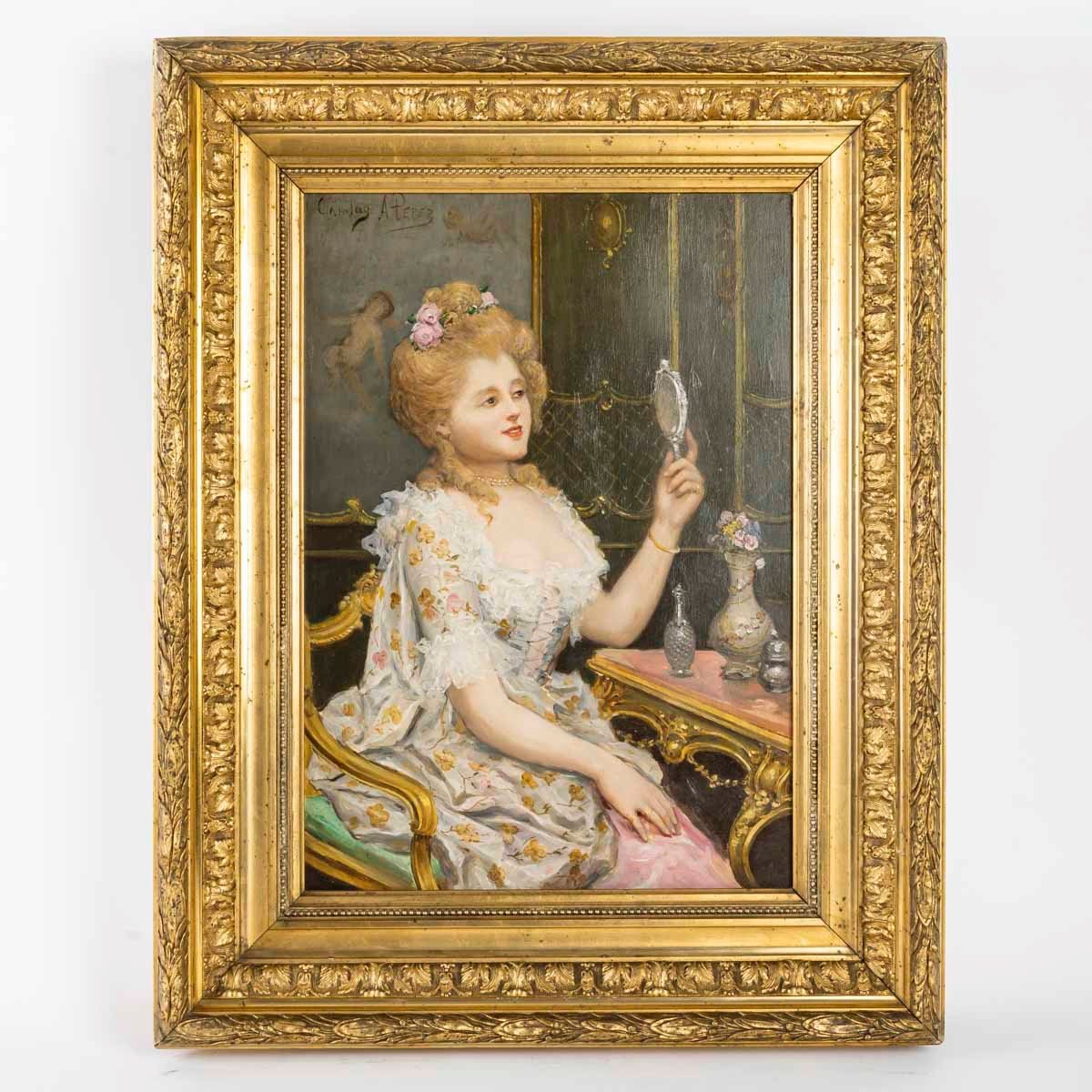 Un tableau de Carlos Alonso Perez, huile sur panneau, début du XXe siècle — 12