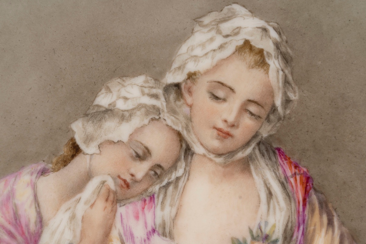 Plaque en porcelaine encadrée, fin du XIXe siècle — 12