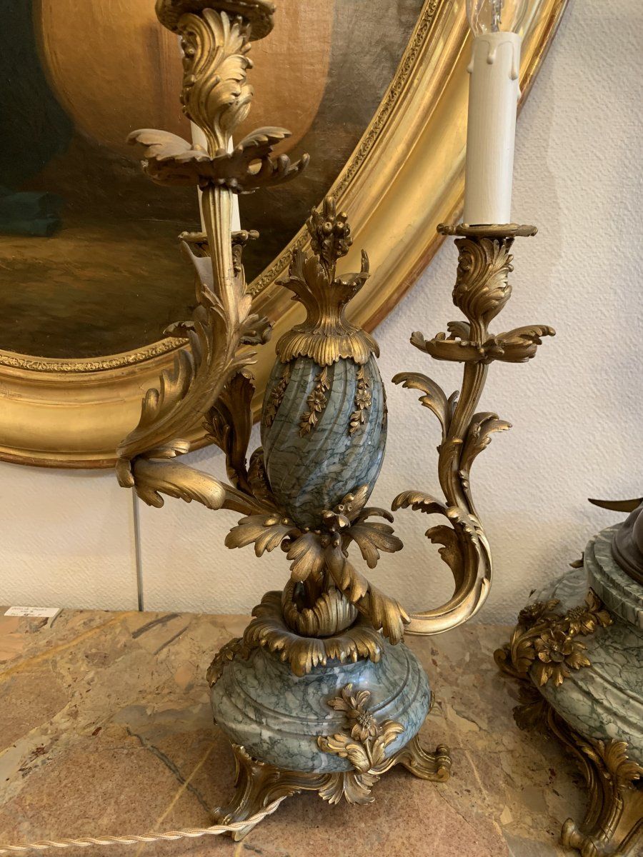 Garniture de Cheminée et Ses Deux candélabres en bronze, époque Napoléon III — 5
