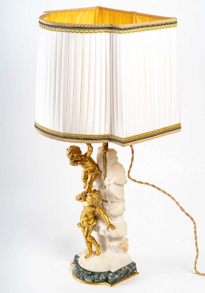 Lampe en bronze doré et marbre blanc fin du XIXe siècle — 3