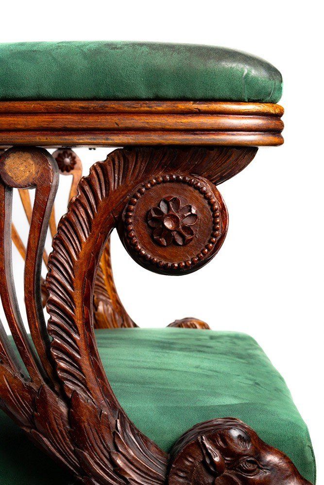 Fauteuil de bureau en bois sculpté style art nouveau XIXe siècle — 8