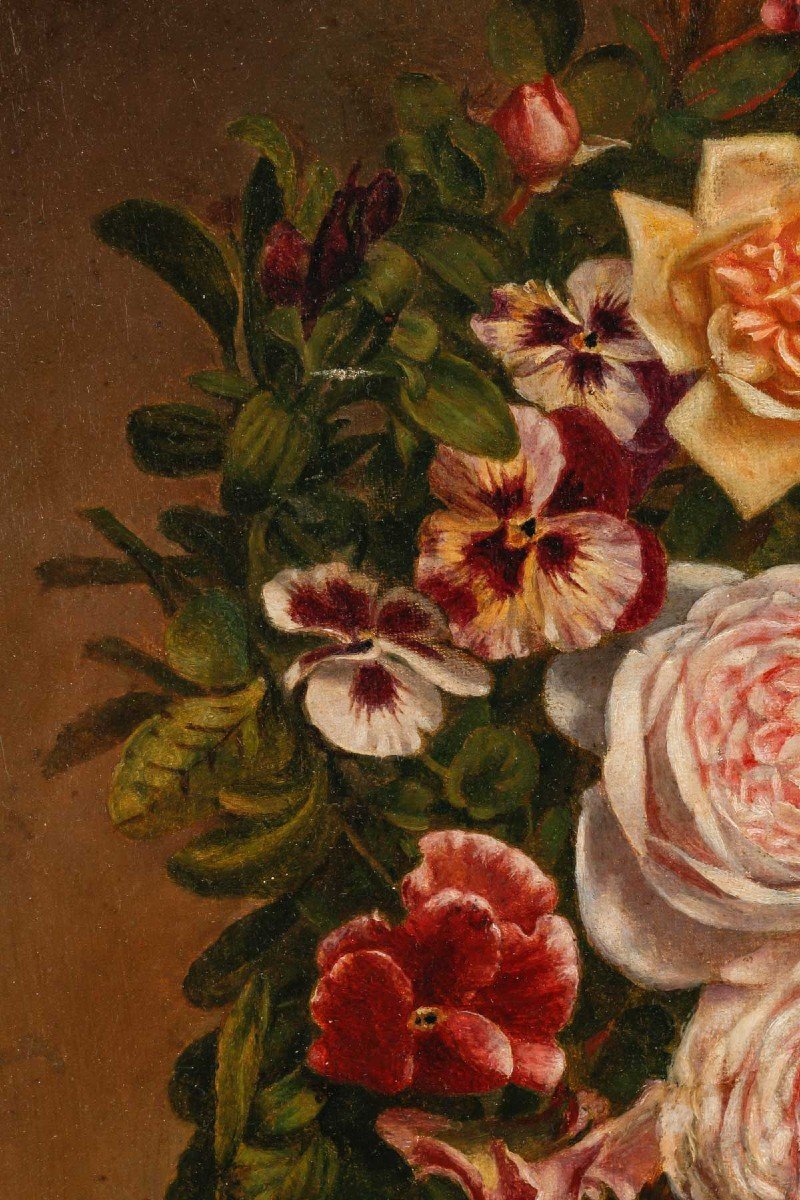 Tableau huile sur toile fleurs Circa 1880 — 11