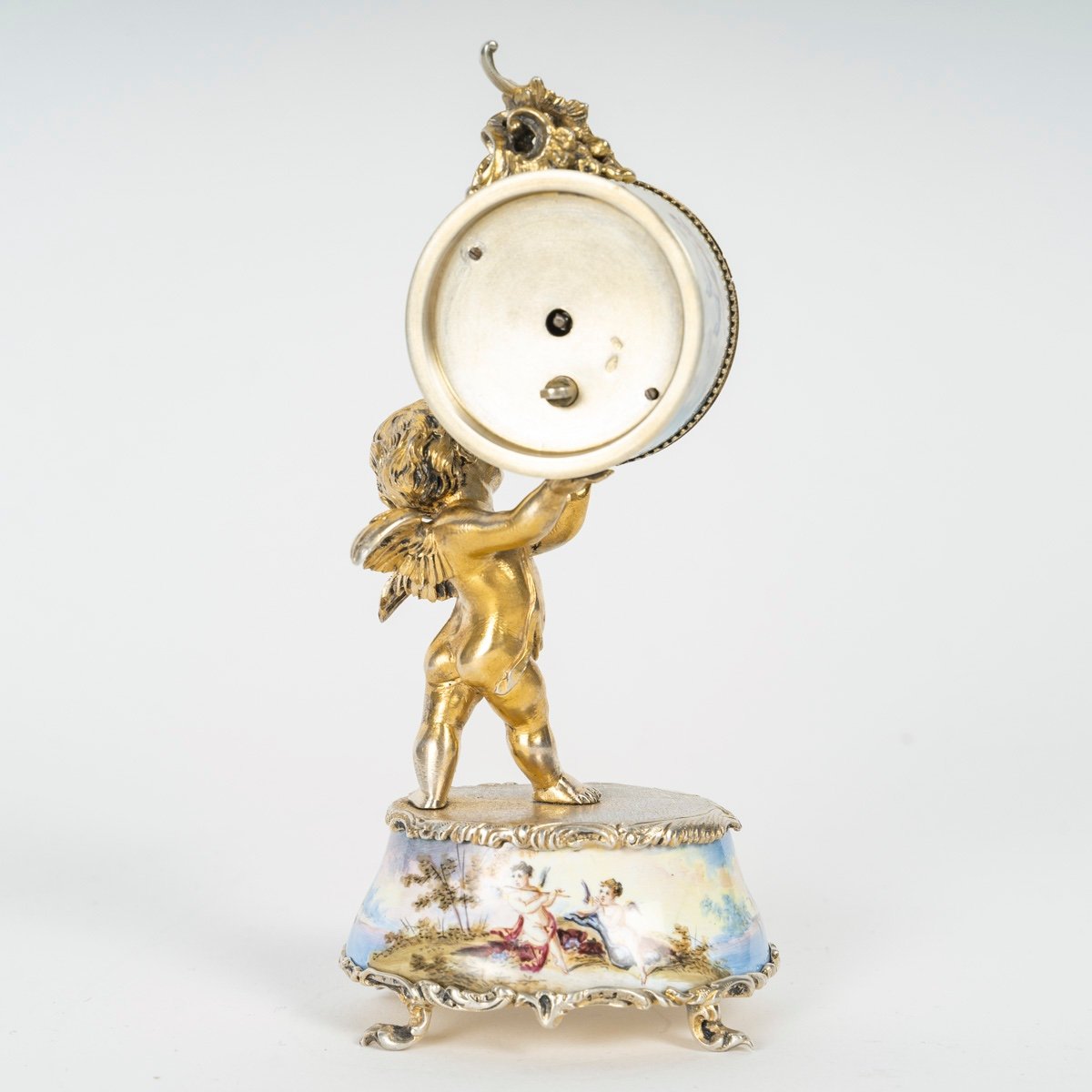 Une belle miniature une pendulette en argent massif — 5