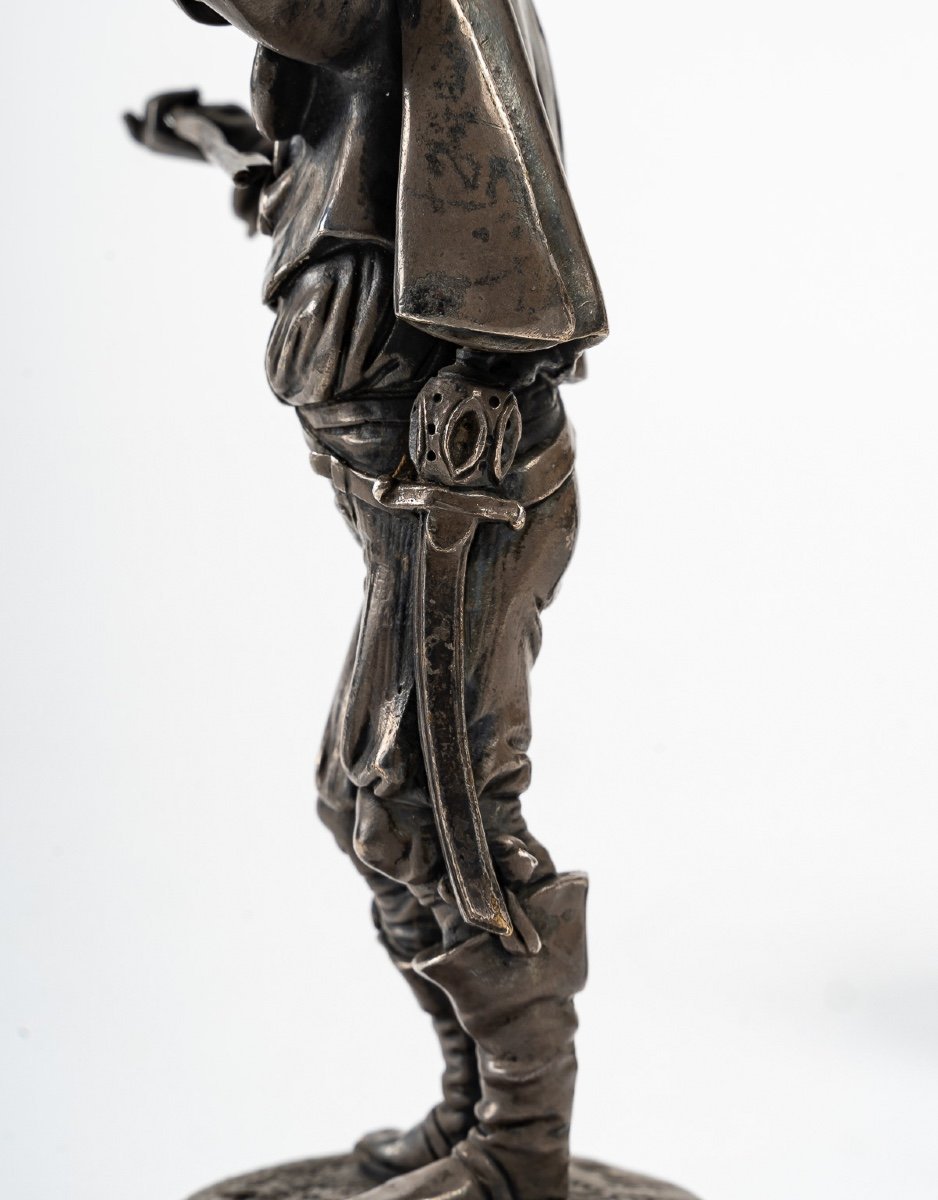 Paire de sculptures en bronze argenté XIXe siècle — 7