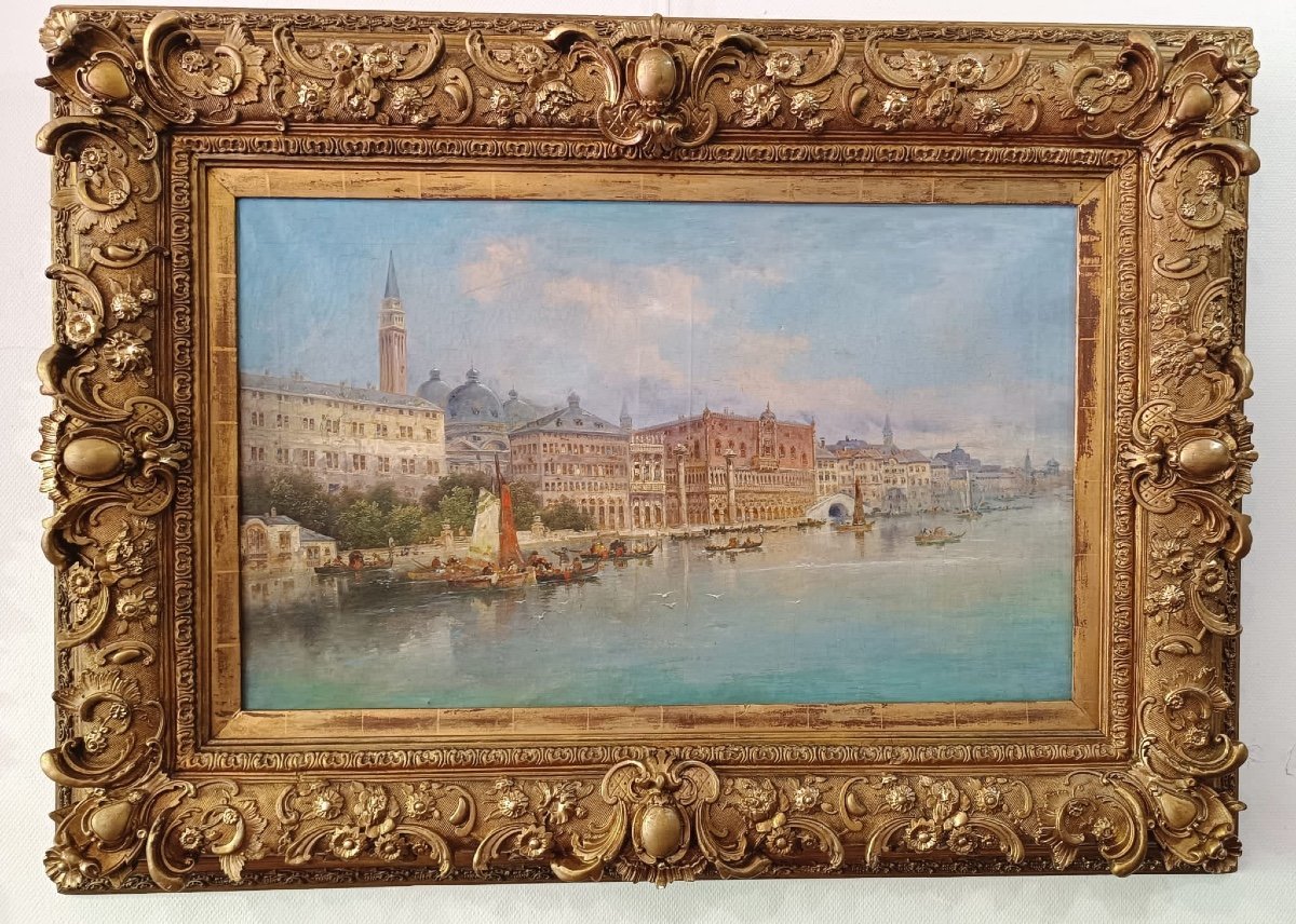 Tableau Vue de Venise huile sur toile fin du XIXe siècle — 11