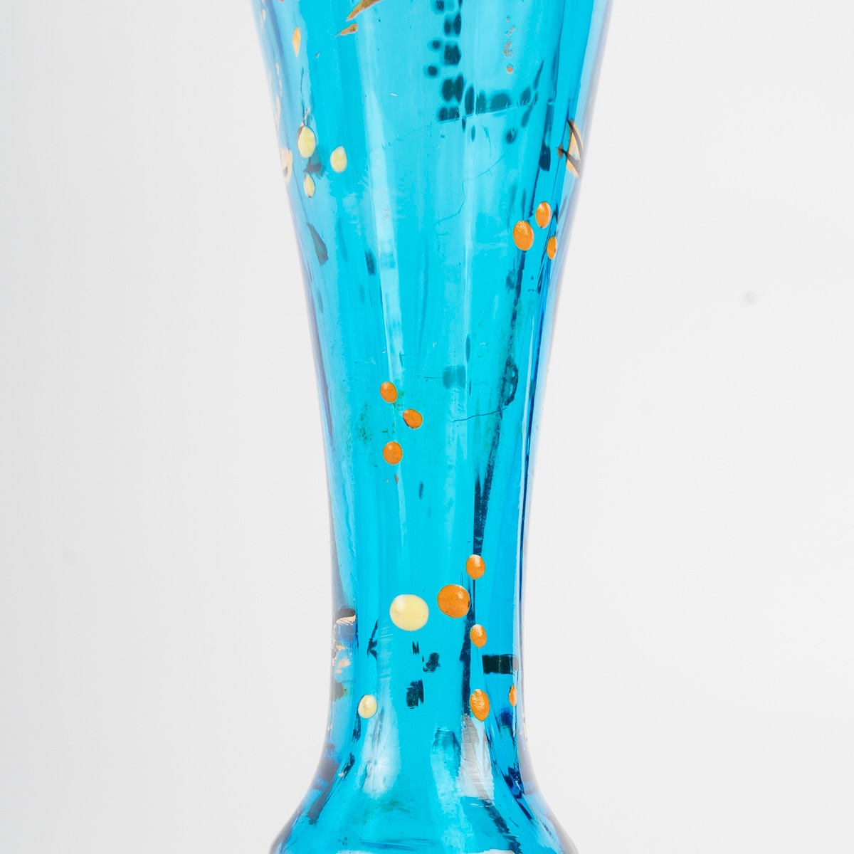 Paire de petits vases art nouveau en verre turquoise et laiton doré — 5