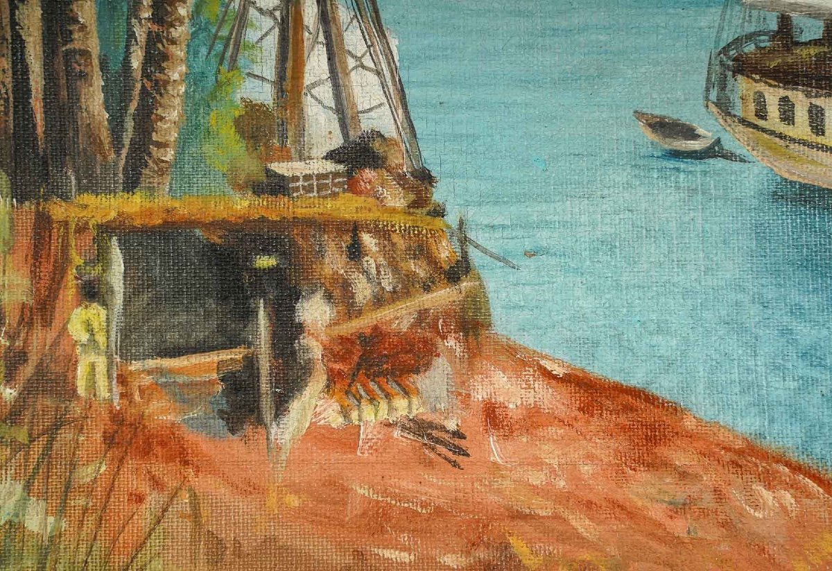 Paire de tableaux orientalistes huile sur toile avec Cadres en bois doré — 13