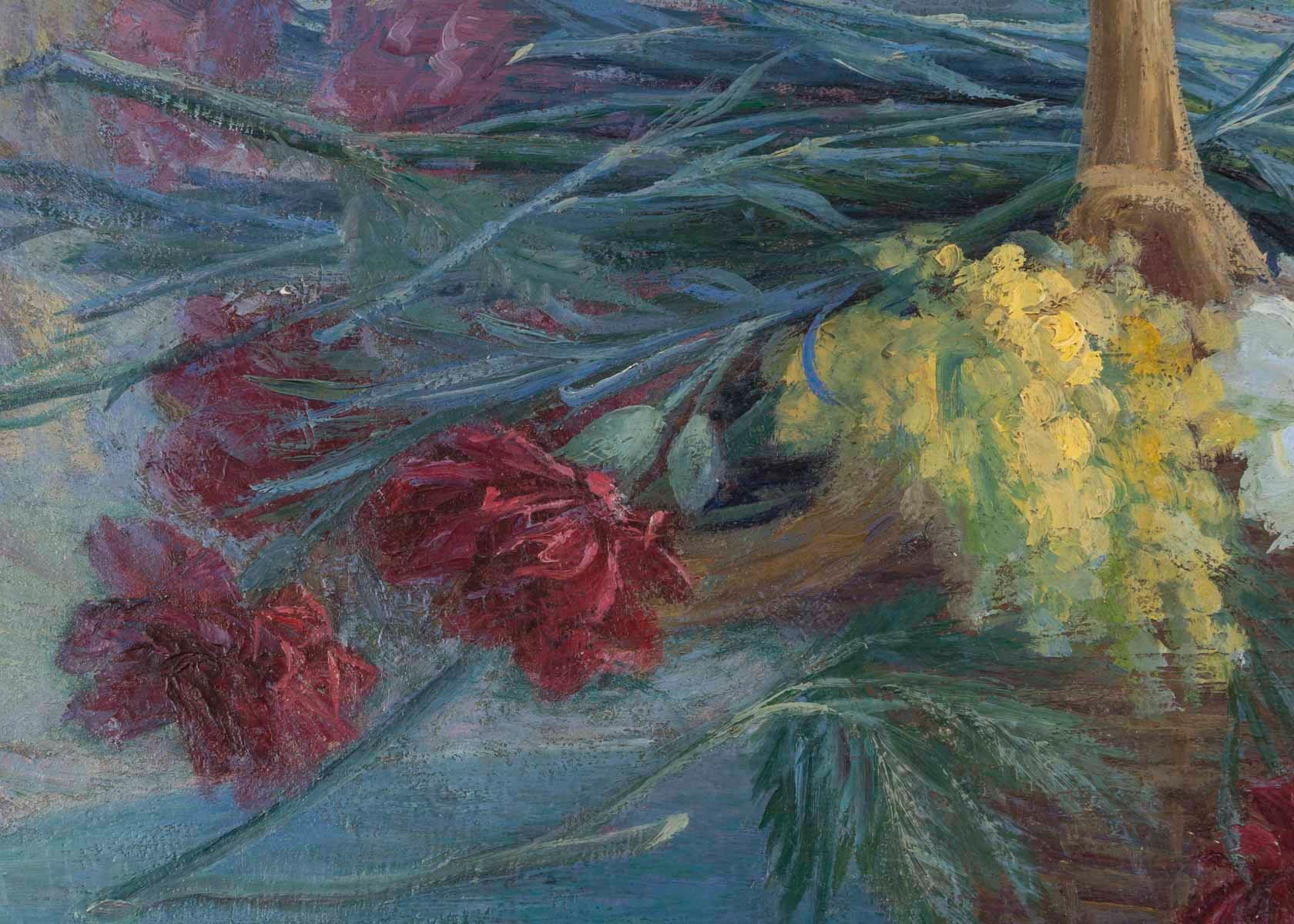 Une huile sur toile nature morte aux fleurs, XIXe siècle — 14