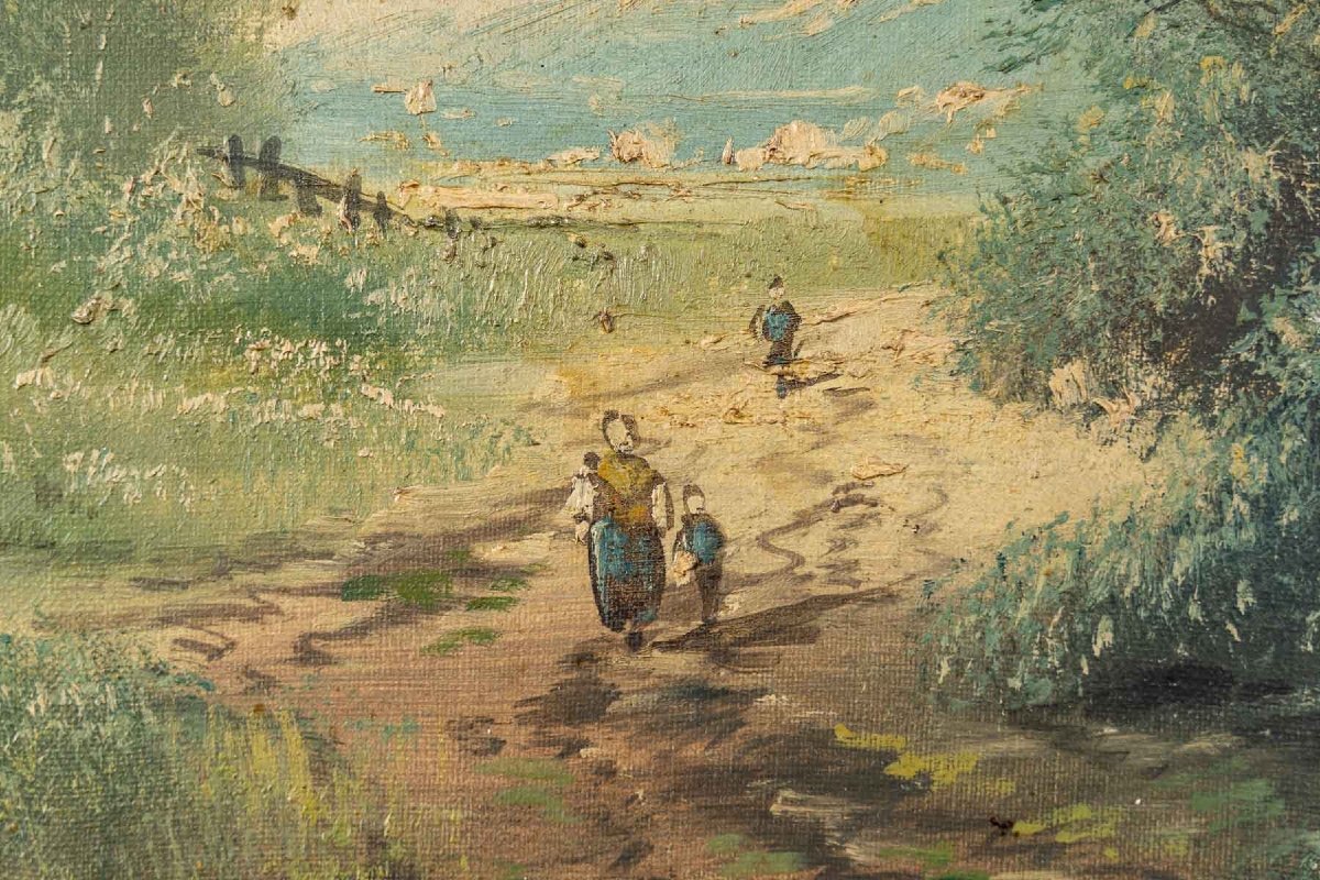 Paire de tableaux huile sur toile paysage sous-bois fin du XIXe siècle — 3