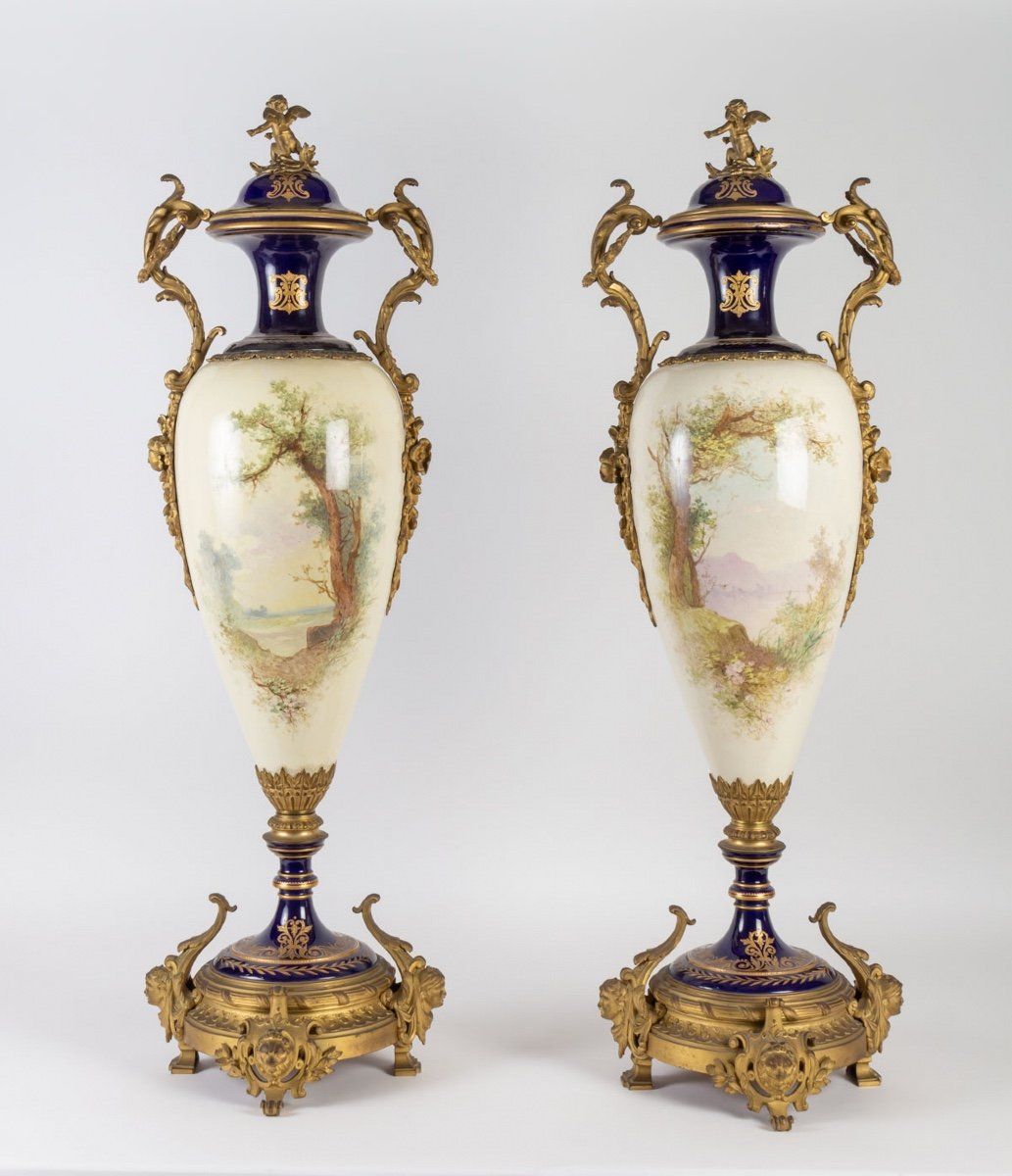 Paire de Très beaux vases en porcelaine de Sèvres XIXe siècle — 3