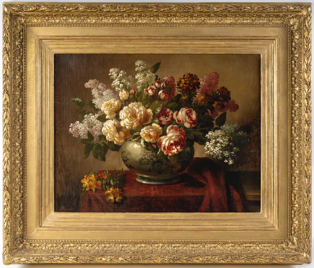 Un tableau de fleurs huile sur toile, XIXe siècle — 2