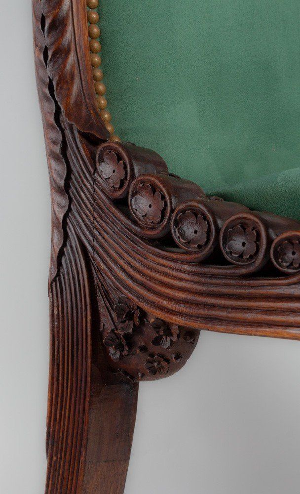 Fauteuil de bureau en bois sculpté style art nouveau XIXe siècle — 7