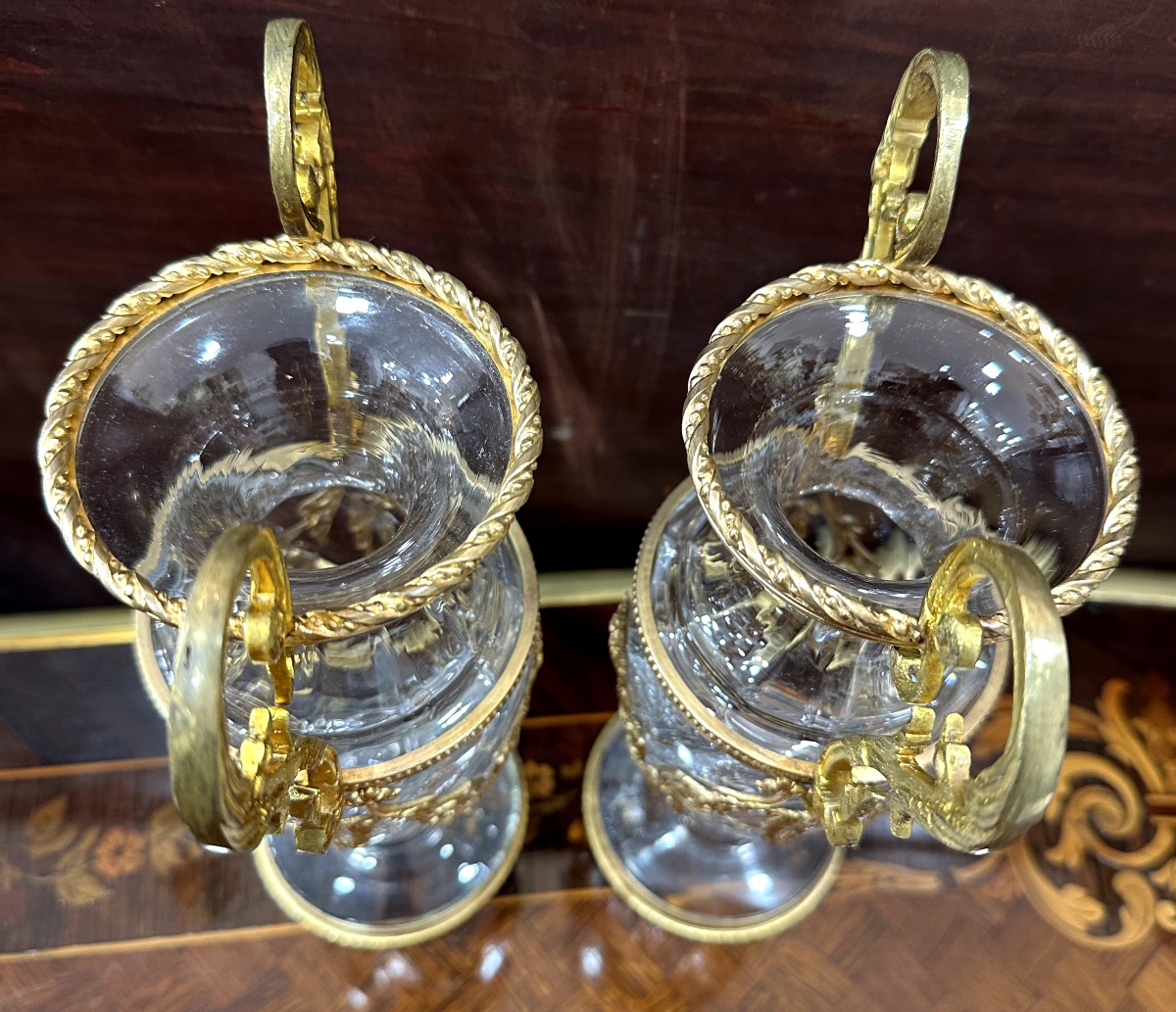 Paire de vases Napoléon III en cristal et bronze doré – XIXe siècle — 9