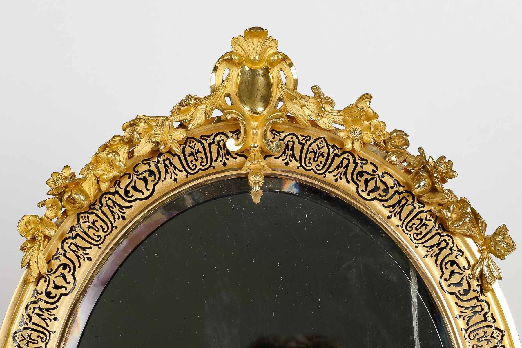 Miroir de table en bronze doré et émail cloisonné fin du XIXe siècle — 7
