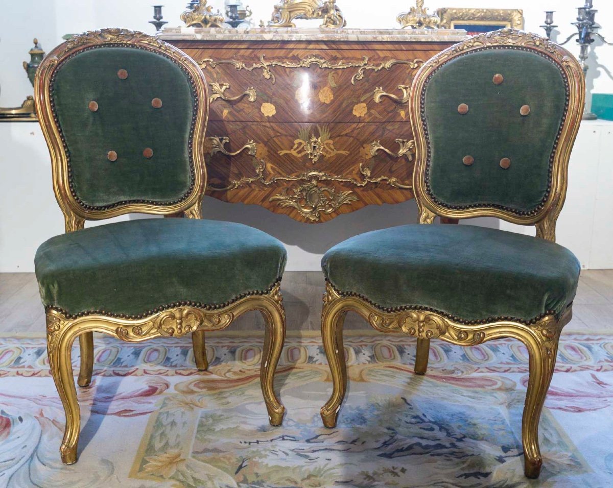 Une Suite de salon en bois sculpté et doré, fin du XIXe siècle — 5