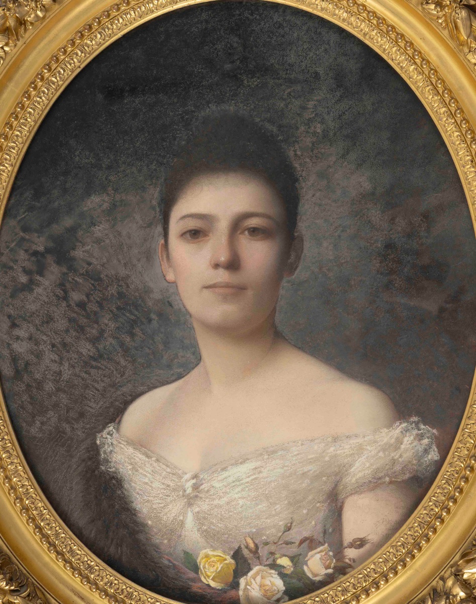 Pastel un grand pastel encadré, fin du XIXe siècle — 6