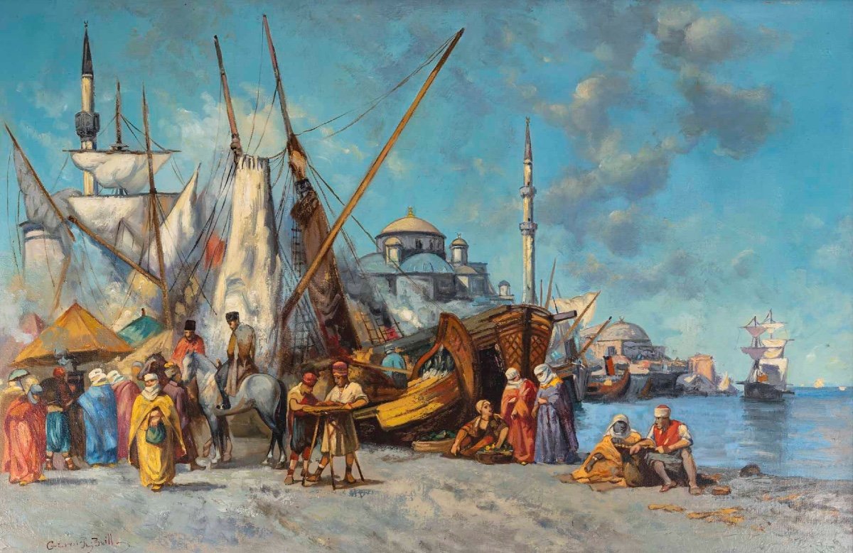 Une paire de tableaux, huile sur toile Vue de Istanbul, XXe siècle — 12