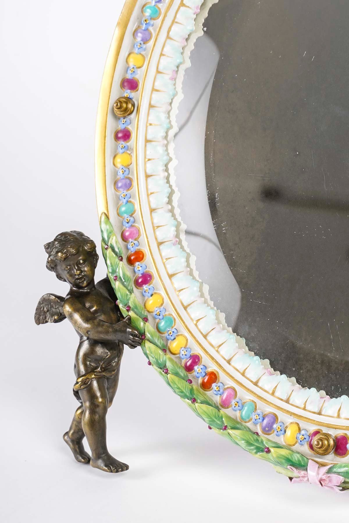 Miroir de table en porcelaine et bronze fin du XIXe siècle — 9