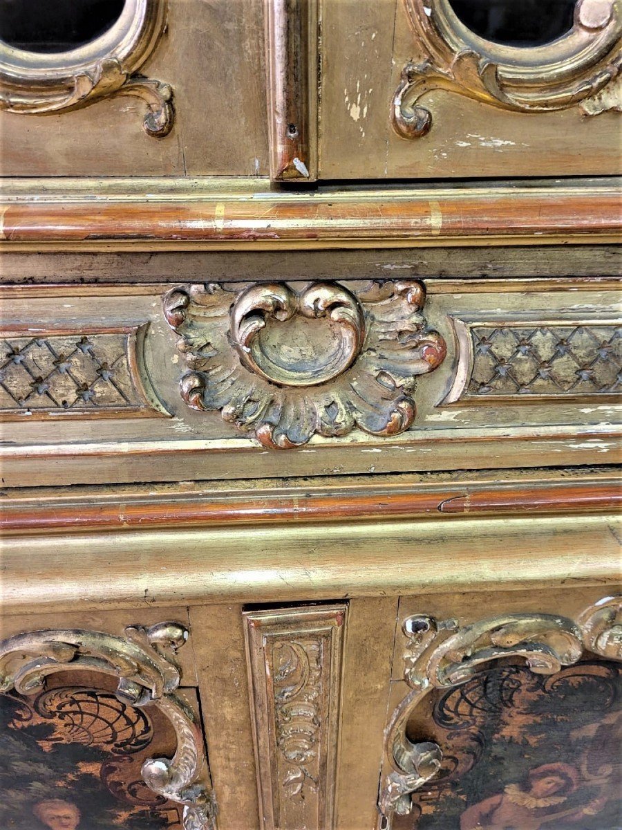 Vitrine en bois doré et Vernis Martin fin du XIXe siècle — 6