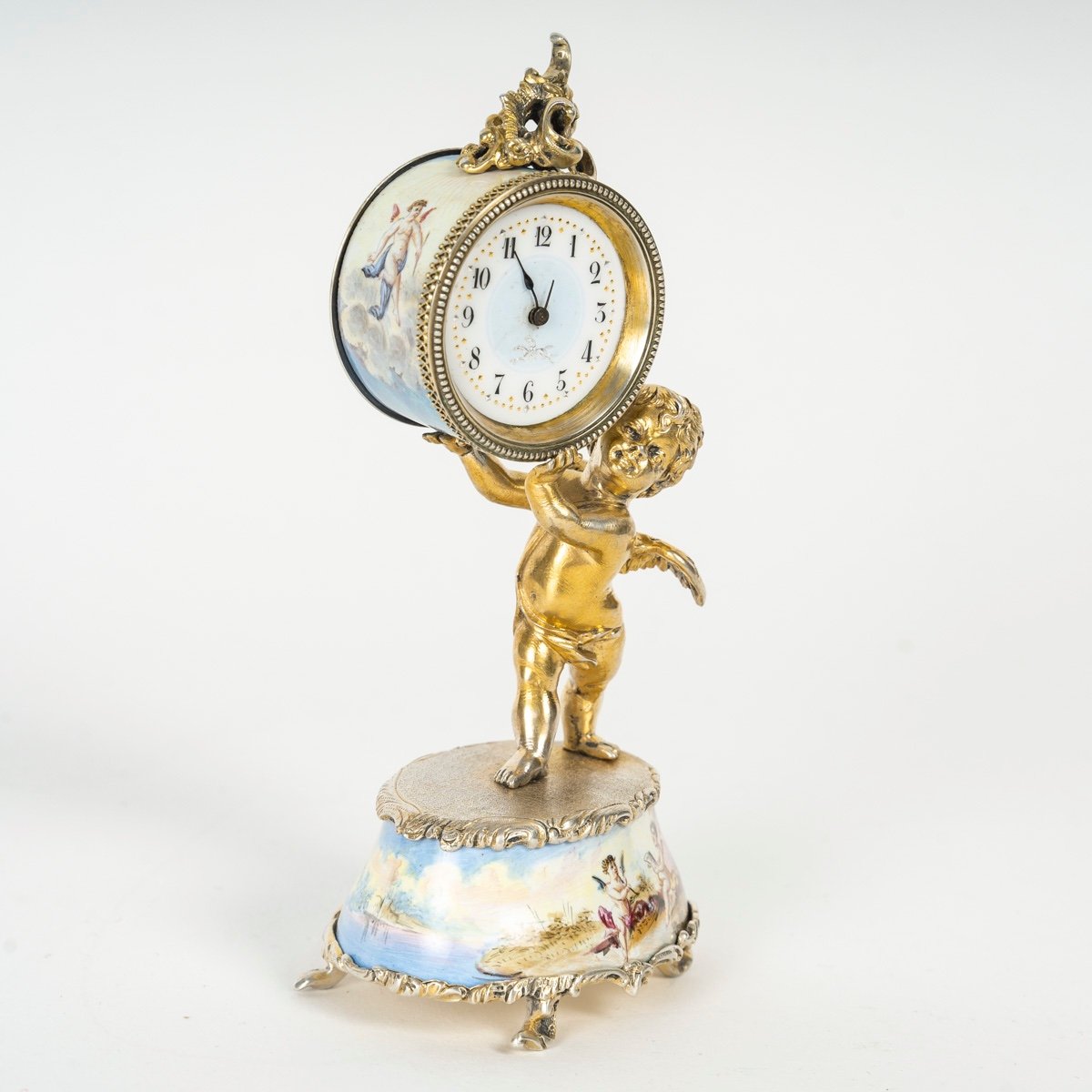 Une belle miniature une pendulette en argent massif — 3
