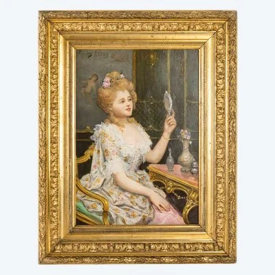 Un tableau de Carlos Alonso Perez, huile sur panneau, début du XXe siècle