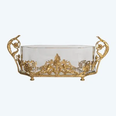 Une coupe-jardinière en cristal et bronze doré, fin du XIXe siècle