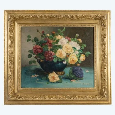 Tableau de fleurs CAUCHOIS Eugène Henri, fin du XIXe siècle