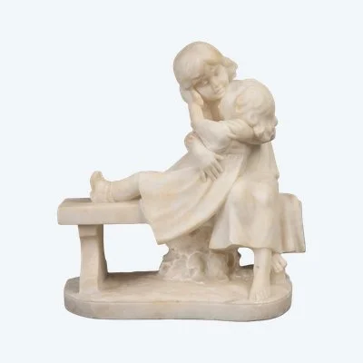 Sculpture en albâtre signée PUGIS – art nouveau, circa 1890–1910