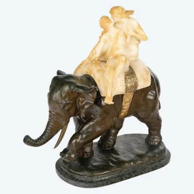 Sculpture en albâtre et bronze, signé R Romano Romanelli