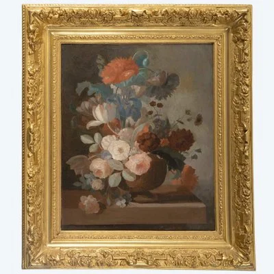 Nature morte aux fleurs – huile sur toile, École française du XIXe siècle