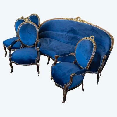 Mobilier de salon en acajou mouluré, époque Napoléon III