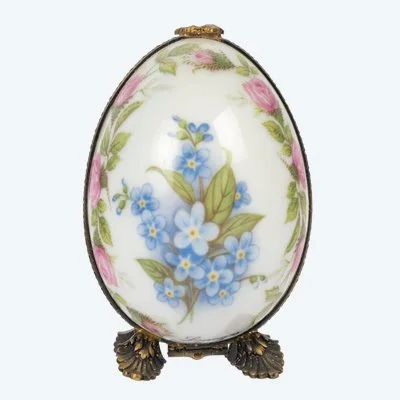 Œuf miniature en porcelaine de Limoges avec flacon à parfum – début du XXe siècle