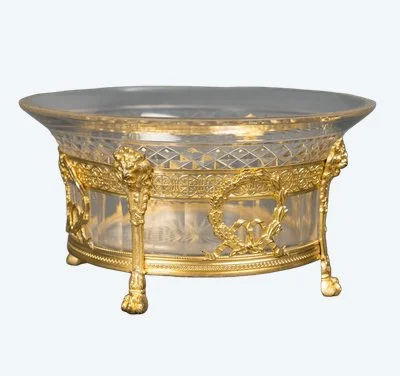 Une belle coupe en cristal et bronze doré, fin XIXé siècle