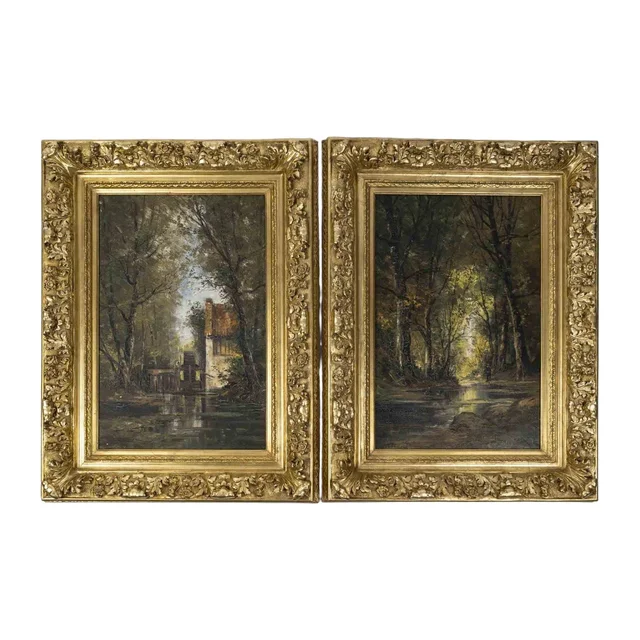 Une paire de tableaux sous-bois, fin du XIXe siècle