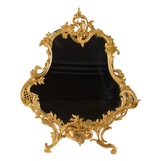 Miroir de table en bronze doré style Louis XV, époque XIXe