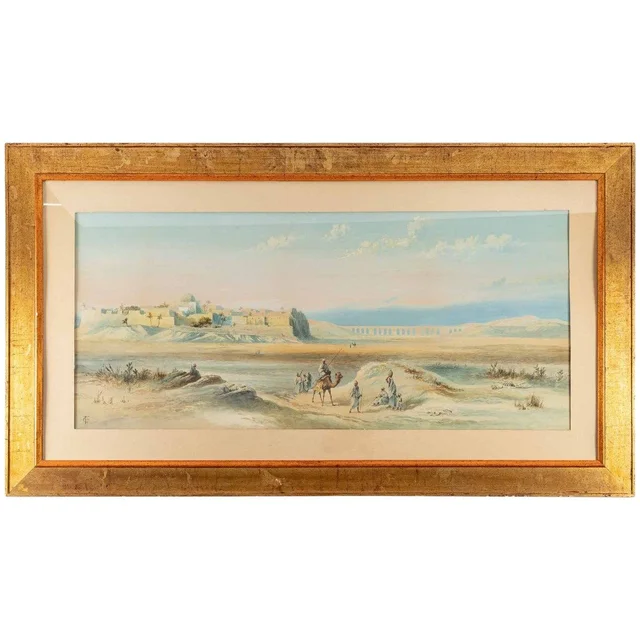 Tableau Orientaliste Aquarelle fin du XIXe siècle