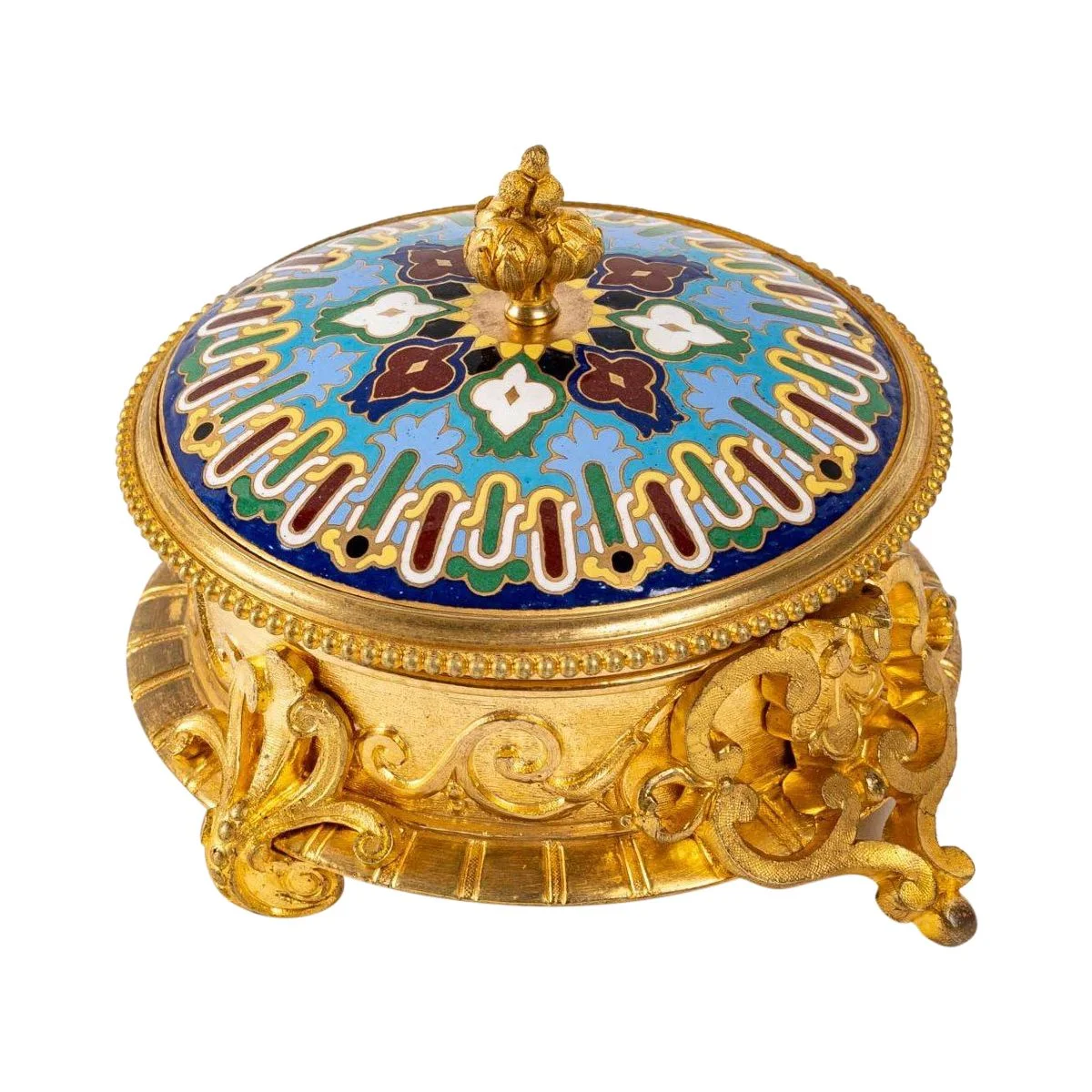 Une boîte coffret à bijoux en bronze et émail cloisonné fin 19e siècle