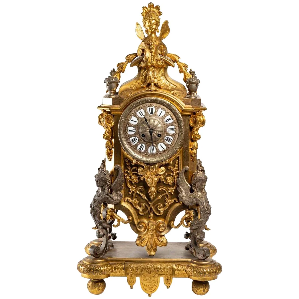 Pendule en bronze doré fin 19eme siècle