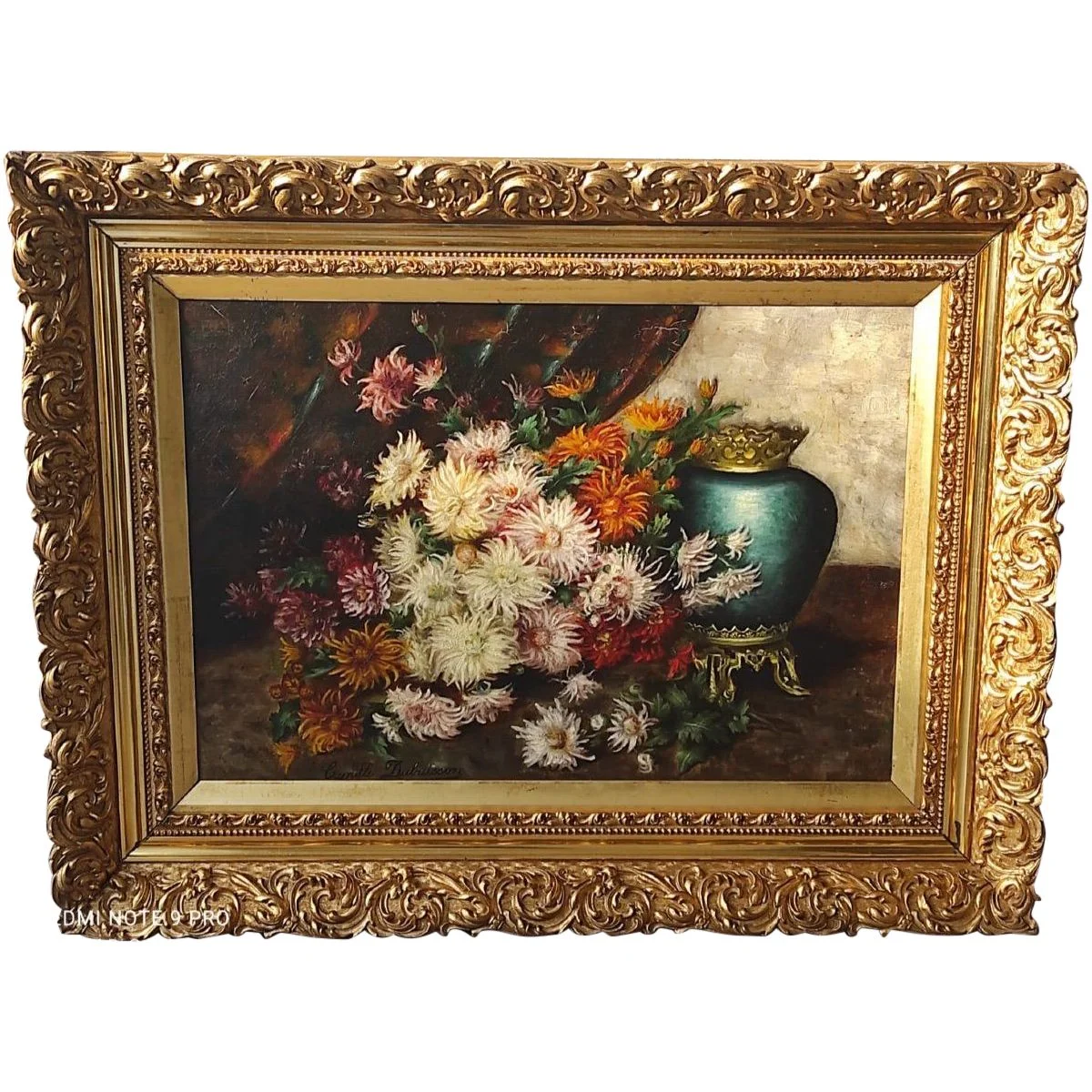 Tableau huile sur toile des CHRYSANTHEMES fin du XIXe siècle