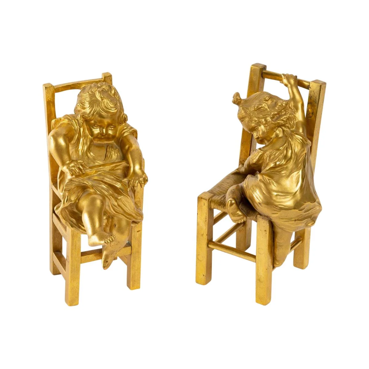 Paire de sculptures en bronze doré XIXe siècle