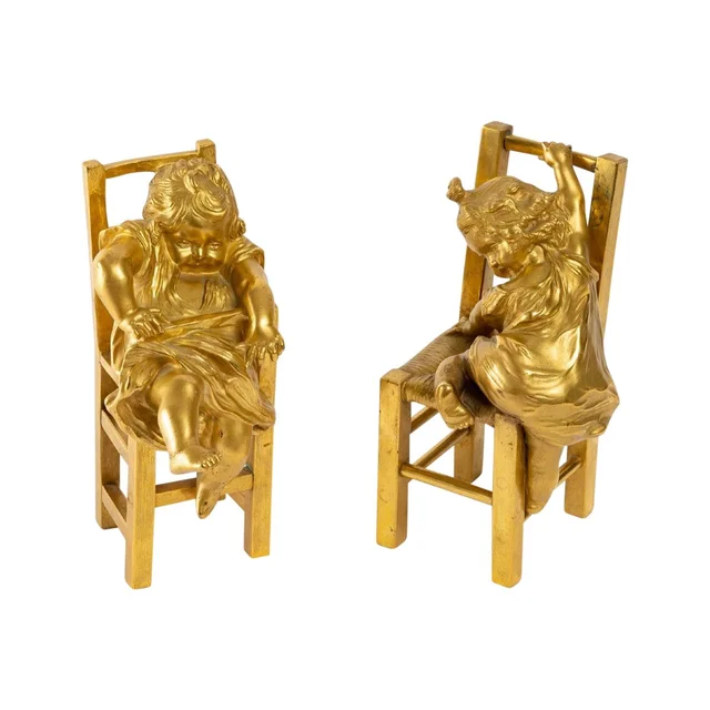 Paire de sculptures en bronze doré XIXe siècle