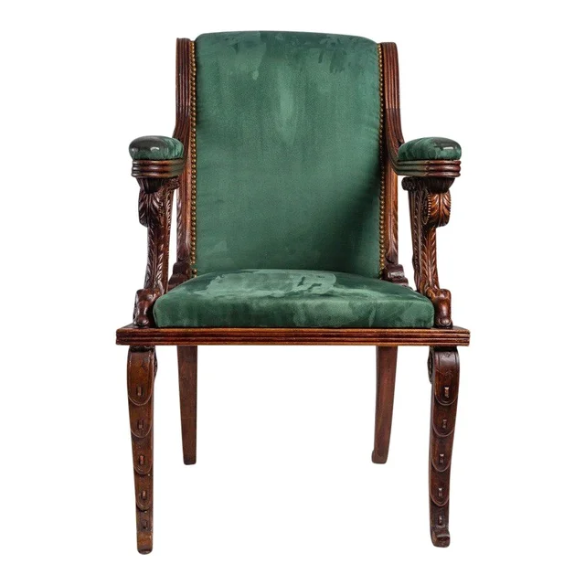 Fauteuil de bureau en bois sculpté style art nouveau XIXe siècle