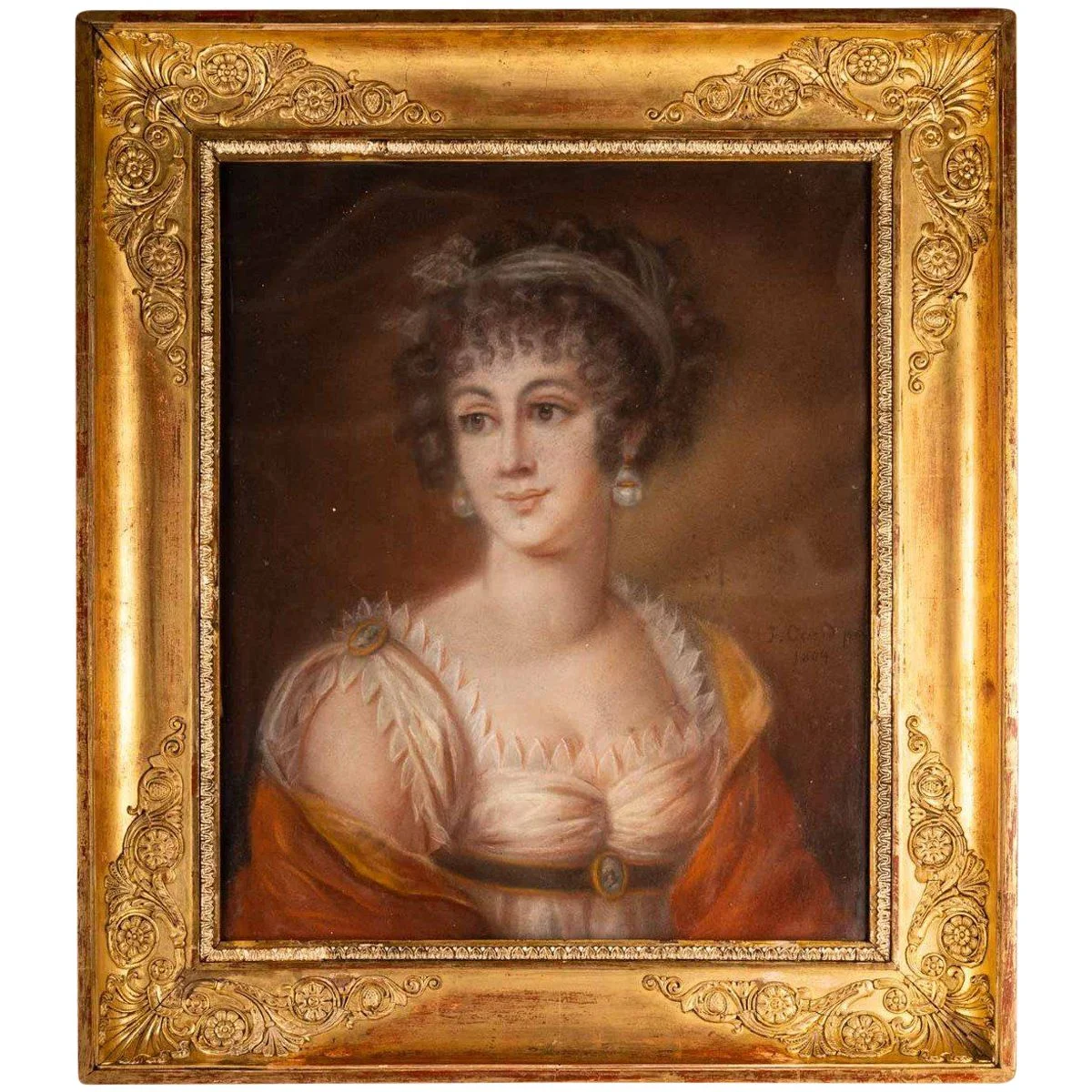 Pastel portrait d'une Elegante