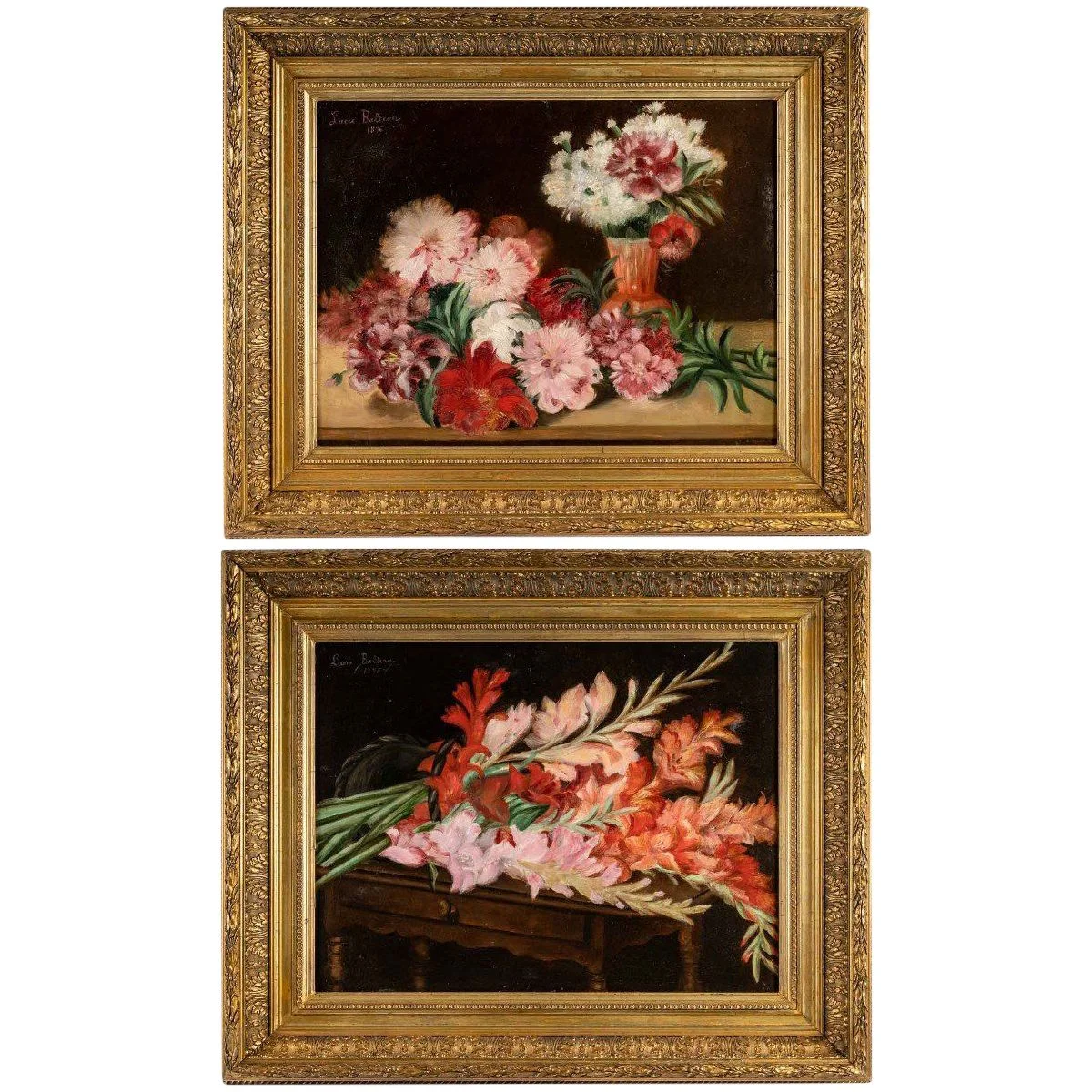 Paire de tableaux fleurs XIXéme siècle