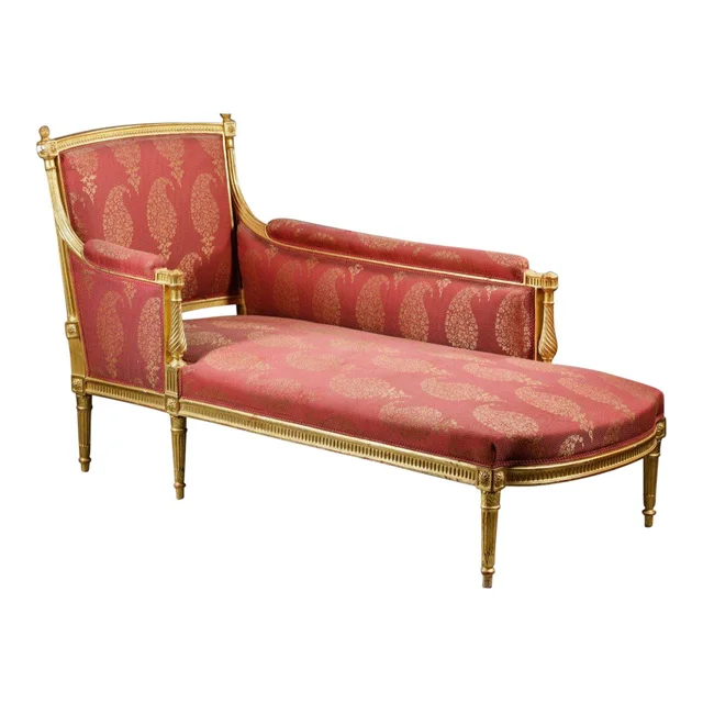 Chaise Longue bois doré de style Louis XVI époque Napoléon III