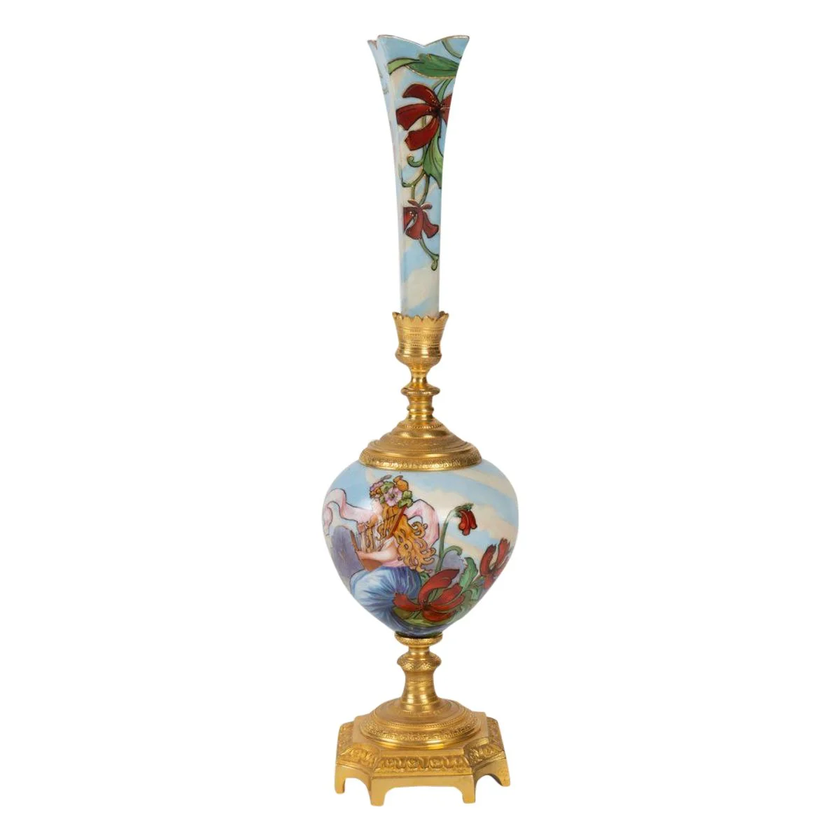 Vase Soliflore art nouveau, à décor de Femmes et fleurs, époque 1900